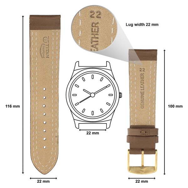 22 mm Brown Genuine Leather Straps for Men - image number 1