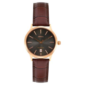 Titan Nebula Abhiyant 18k Pink Gold Hand-Wound Mechanical Analog with Exhibition Caseback Leather Strap Watch for Men