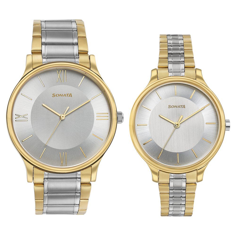 Sonata watches silver chain on sale