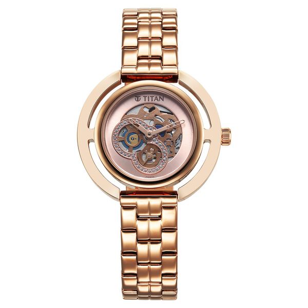 Titan Purple Abstract Quartz Analog Rose Gold Stainless Steel Strap for Women - image number 0