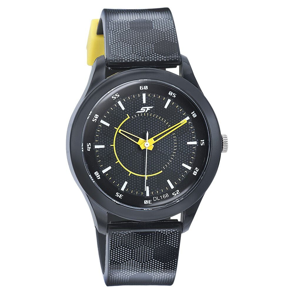 Buy Online SF Quartz Analog Black Dial PU Strap Watch for Men