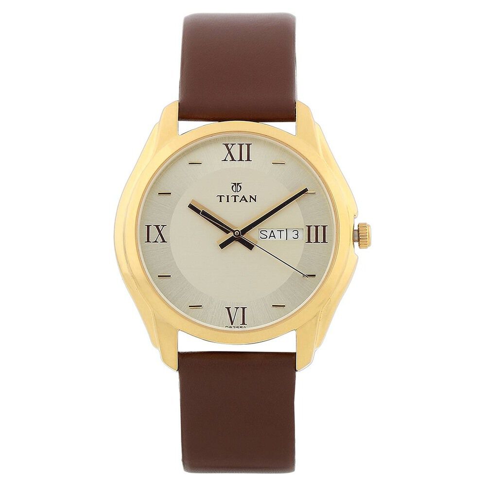Titan 1580yl05j leather analog men's watch price cheap