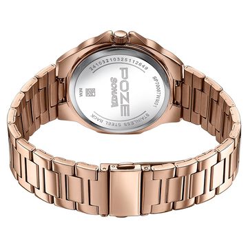 Sonata Poze Quartz Analog Brown Dial Rose Gold Colour Stainless Steel Strap Watch For Men