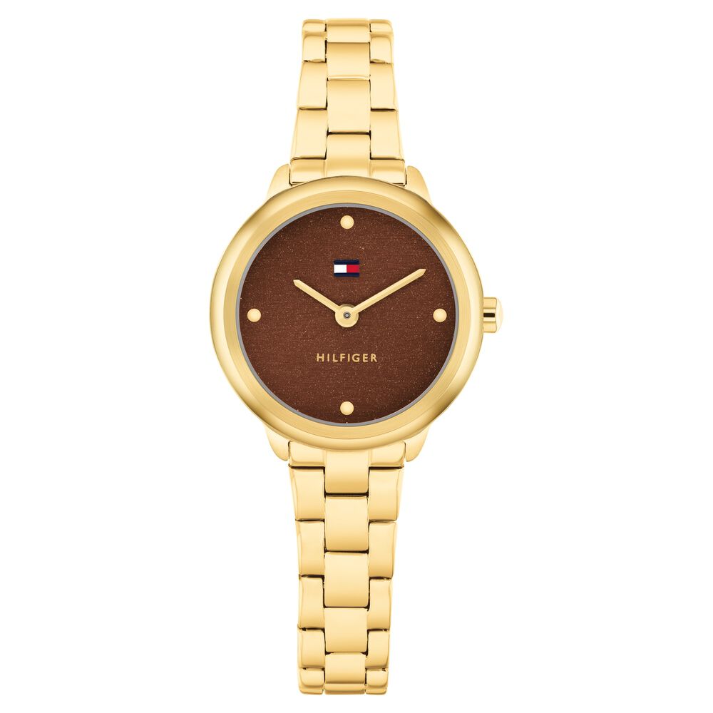 Tommy Hilfiger Quartz Analog Maroon Dial Golden Stainless Steel Strap Watch For Women-picture-10