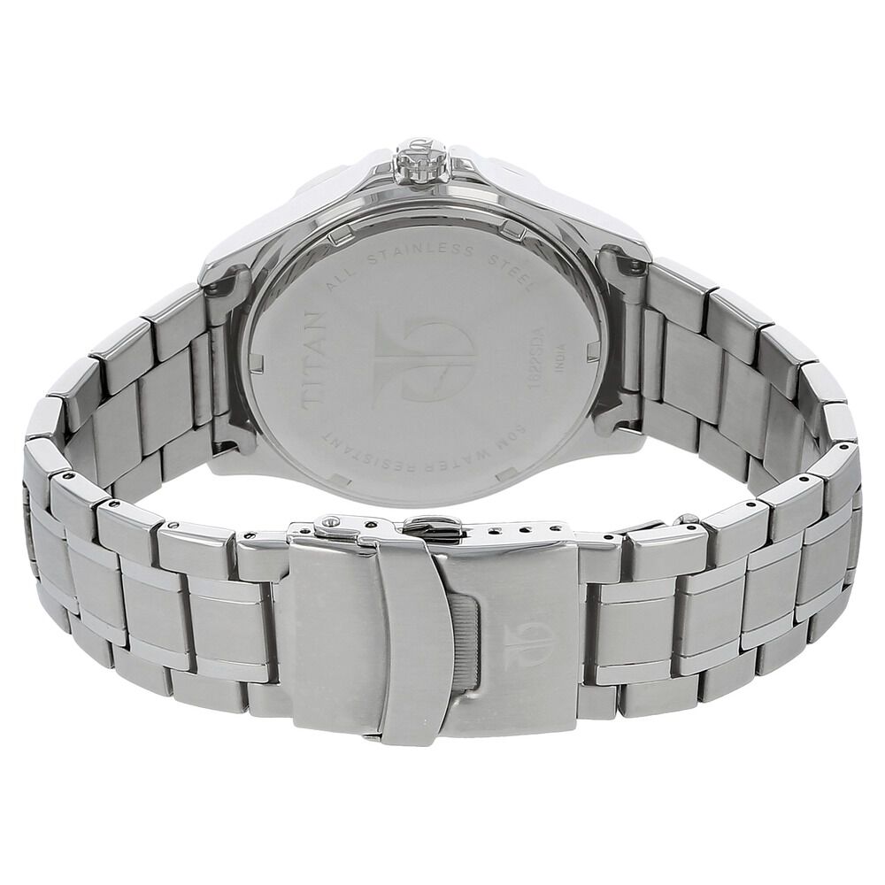 Buy Online Titan Quartz Analog Black Dial Stainless Steel Strap