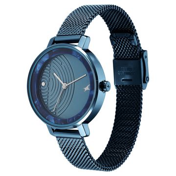 Fastrack Younique Quartz Analog Blue Dial Stainless Steel Strap Watch for Girls