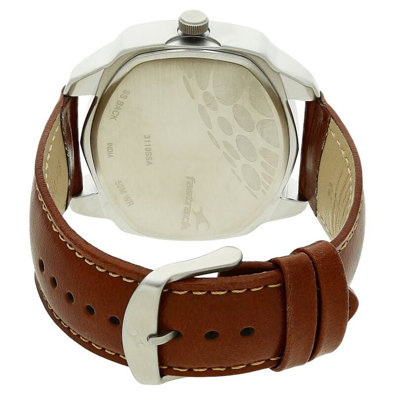 Buy Online Fastrack Quartz Analog Brown Dial Leather Strap Watch