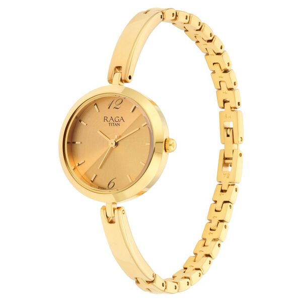 Titan Raga Viva Golden Dial Analog Metal Strap Watch for Women - image number 2