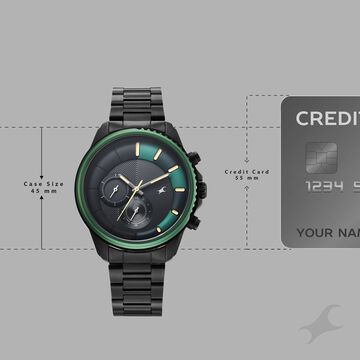 Fastrack Wild Quartz Chronograph Two Toned Dial Black Stainless Steel Strap Watch For Guys