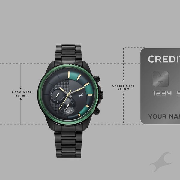 Fastrack Wild Quartz Chronograph Two Toned Dial Black Stainless Steel Strap Watch For Guys - image number 3