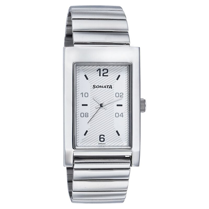 Sonata Quartz Analog Silver Dial Leather Strap Watch for Men