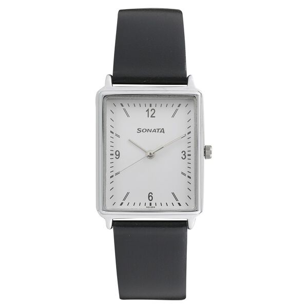 Sonata Quartz Analog Silver Dial Leather Strap Watch for Men - image number 0