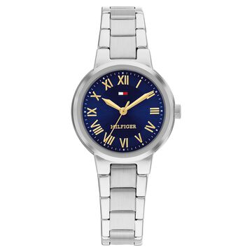 Tommy Hilfiger Quartz Analog Blue Dial Silver Stainless Steel Strap Watch For Women