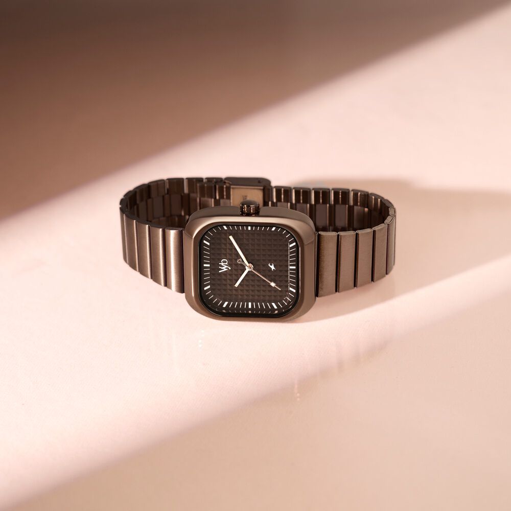 Fastrack Vyb Maverick Quartz Analog Brown Dial Metal Strap Watch For Guys-image-2