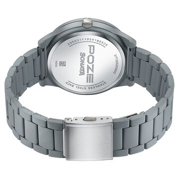 Sonata Poze Quartz Analog Grey Dial Metal Strap Watch For Men