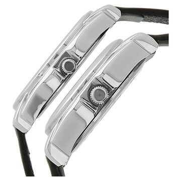 Titan Analog with Day and Date Silver Dial Leather Strap watch for Couple