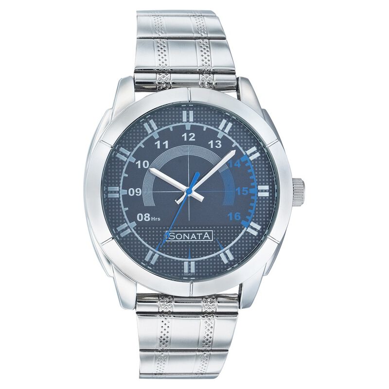 Sonata Quartz Analog Blue Dial Strap Watch for Men