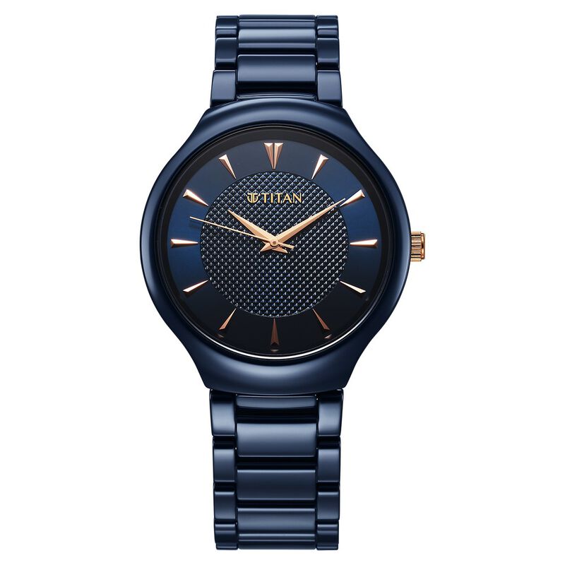 Titan Regalia Ceramics Quartz Analog Blue Dial Blue Color Ceramic Strap Watch For Men