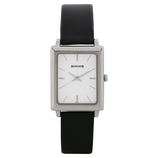Sonata Quartz Analog White Dial Leather Strap Watch for Men - image number 0