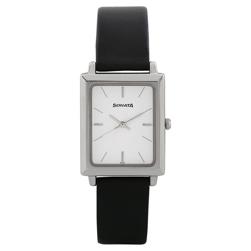 Sonata Quartz Analog White Dial Leather Strap Watch for Men