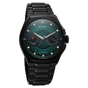Titan Stellar Aurora Caelum Automatic Analog with Sun Moon Phase and Green Dial Titanium Grade 5 Strap Watch for Men