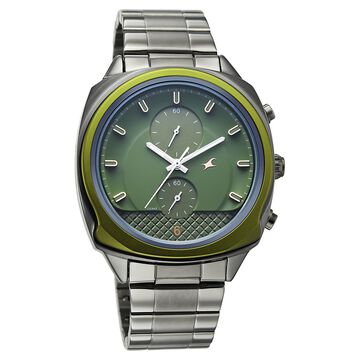 Fastrack Gelato Gunmetal chronograph watch with Pista green dial for Guys