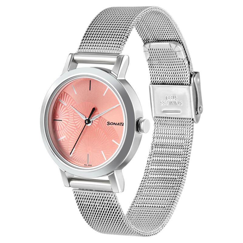 Sonata Linnea Pink Dial Women Watch With Stainless Steel Strap - image number 1