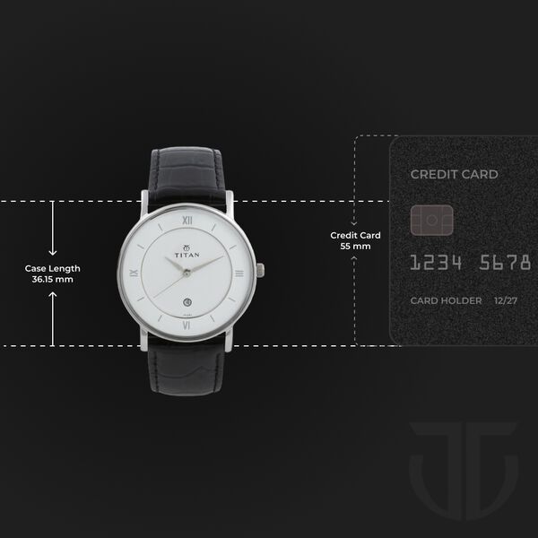Titan Classic White Dial Analog with Date Leather Strap watch for Men - image number 2