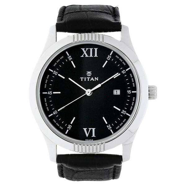 Titan Quartz Analog Black Dial Leather Strap Watch for Men - image number 0