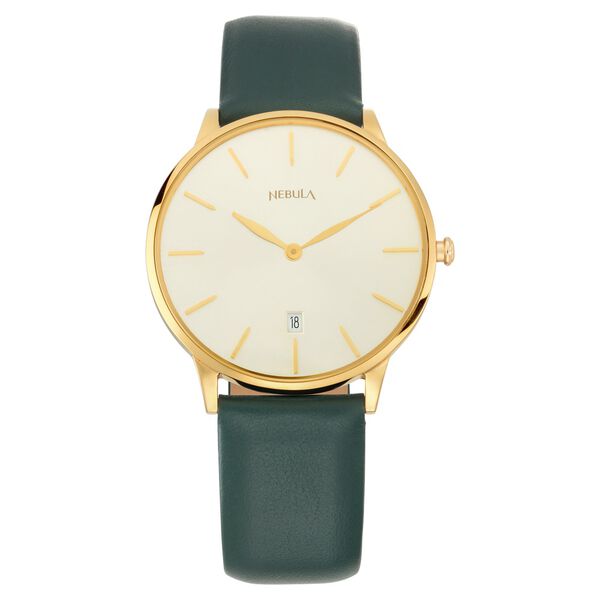 Titan Nebula Lustre 18k Gold Analog Leather Strap Watch for Men - image number 1