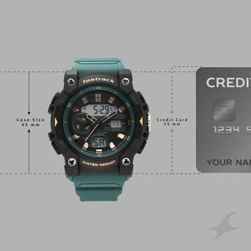 Fastrack StreetStyle Quartz Analog Digital Green Dial Green Polyether Strap Watch For Guys