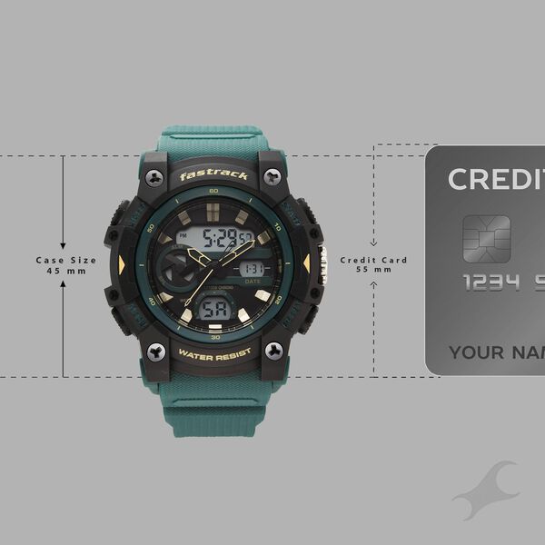 Fastrack StreetStyle Quartz Analog Digital Green Dial Green Polyether Strap Watch For Guys - image number 3
