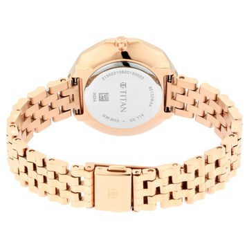 Titan Animalia Rose Gold Dial Quartz Analog Stainless Steel Strap Watch for Women