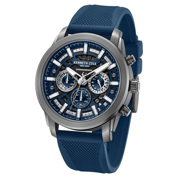 Kenneth Cole Quartz Multifunction Blue Dial Blue Colour Silicone Strap Watch For Men - image number 1