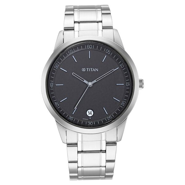 Titan Minimals Quartz Analog with Date Black Dial Silver Metal Strap Watch For Men - image number 1