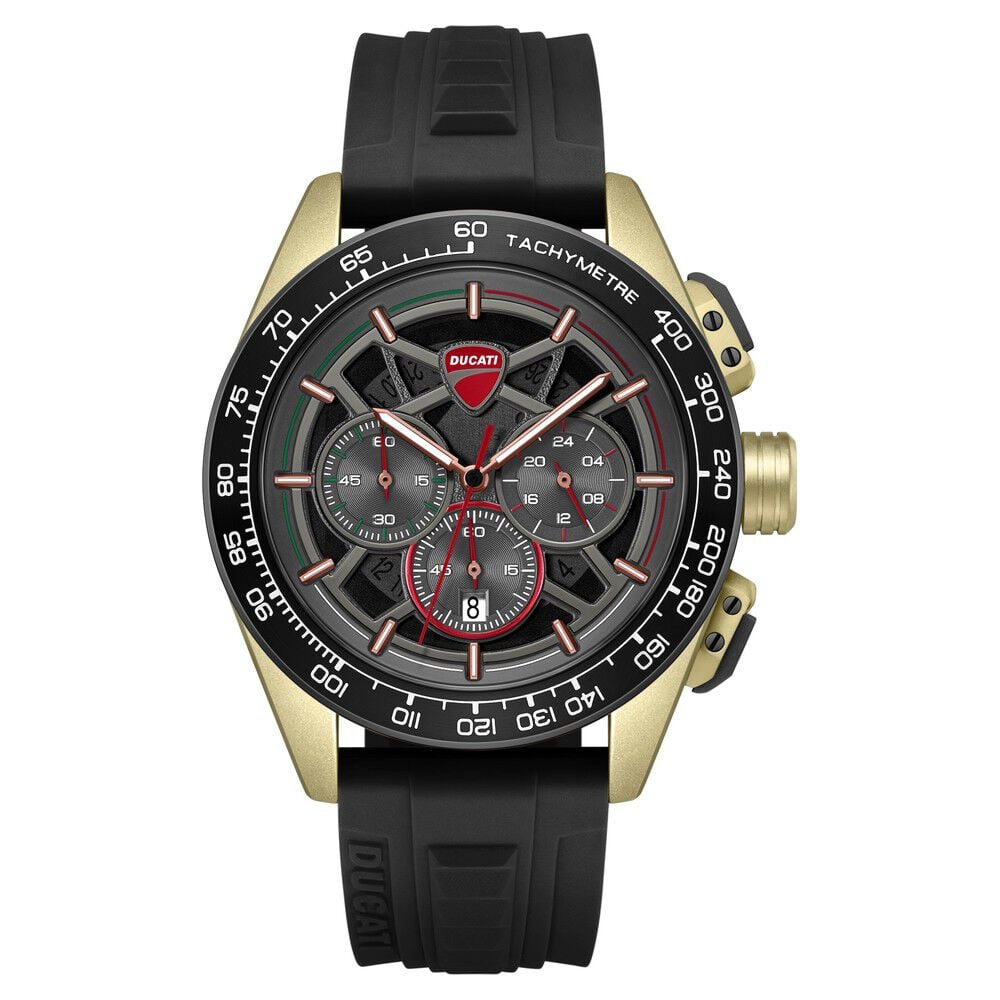 Ducati Quartz Chronograph Grey Dial Black Silicone Strap Watch For Men-image-16