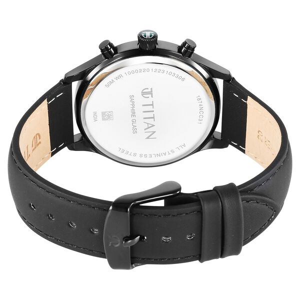 Titan Sapphire Multifunction Quartz Analog with Day and Date Green Dial Leather Strap Watch for Men - image number 4