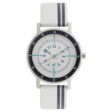 Fastrack Varsity Quartz Analog White Dial Leather Strap Watch for Girls