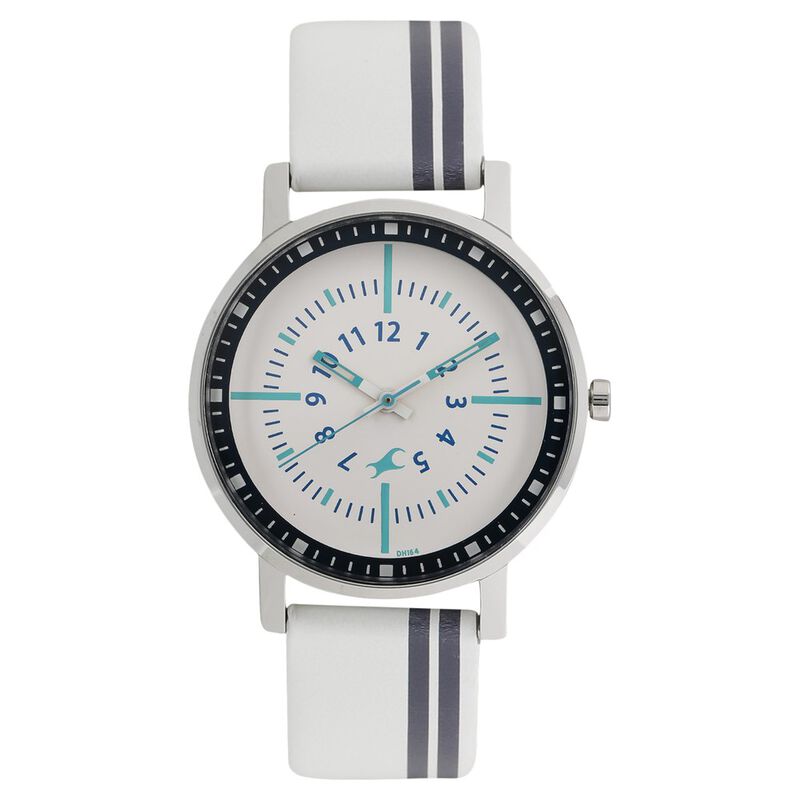 Fastrack Varsity Quartz Analog White Dial Leather Strap Watch for Girls