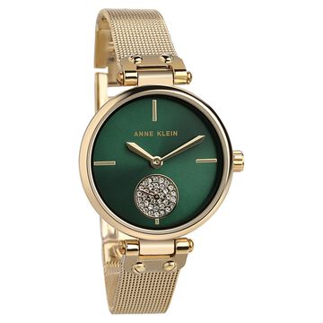 Anne Klein Quartz Analog Green Dial Rose Gold Metal Strap Watch For Women
