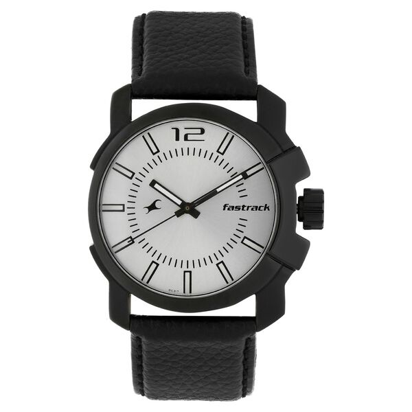 Fastrack Quartz Analog Silver Dial Leather Strap Watch for Guys - image number 0