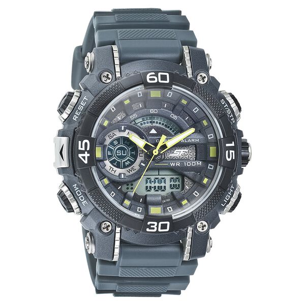 SF Quartz Analog Digital Grey Dial PU Strap Watch for Men - image number 0