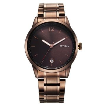 Titan Neo Splash Brown Dial Analog with Date Stainless Steel Strap Watch for Men