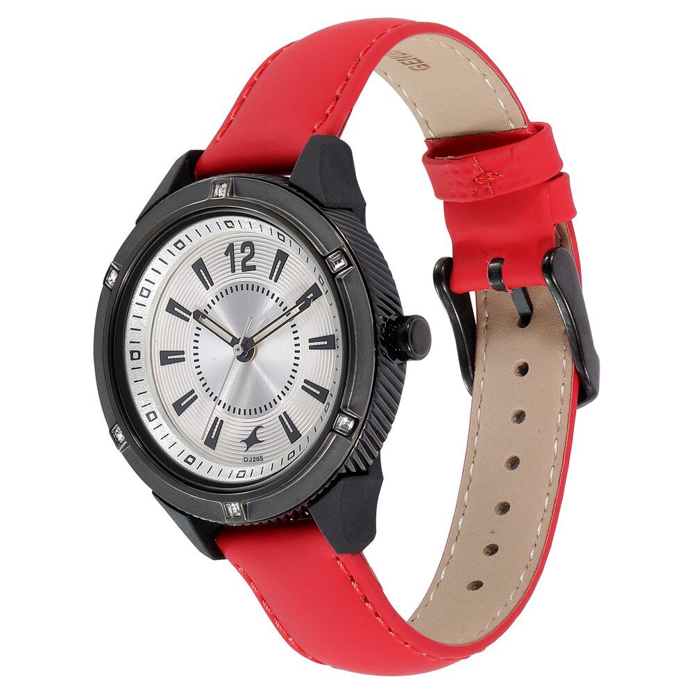 Fastrack Modular Quartz Analog Silver Dial Leather Strap Watch for Girls