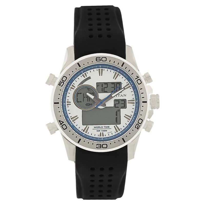Titan Ana Digi Silver Dial Quartz Digital Plastic Strap watch for Men - image number 0