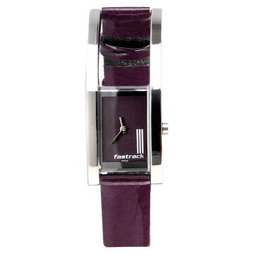 Fastrack Quartz Analog Purple Dial Leather Strap Watch for Girls