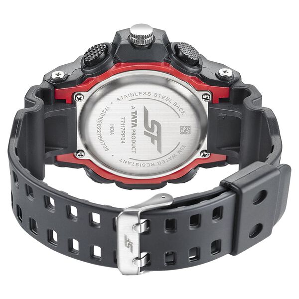 SF Quartz Analog Digital Black Dial Plastic Strap Watch for Men - image number 3