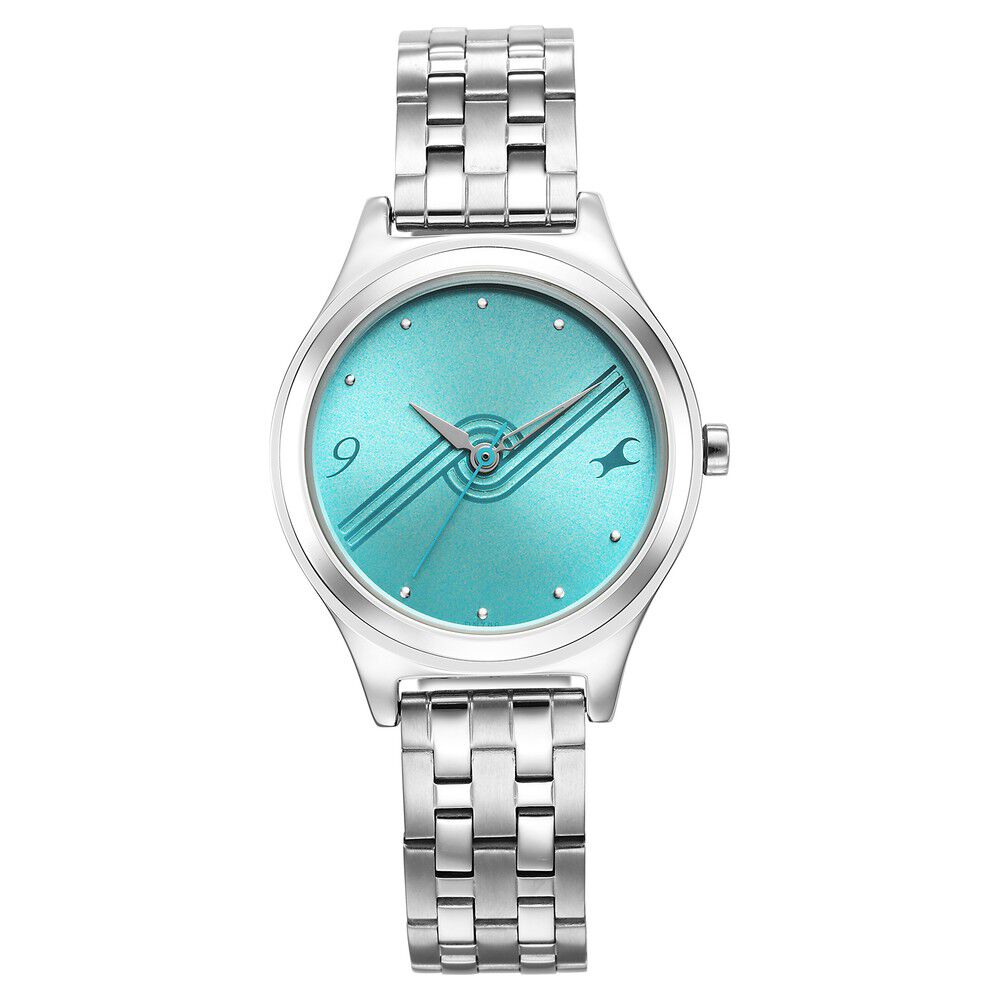 Buy Online Fastrack Quartz Analog Purple Dial Metal Strap Watch