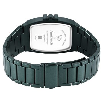 Vyb Pioneer By Fastrack Quartz Analog Green Dial Metal Strap Watch For Guys