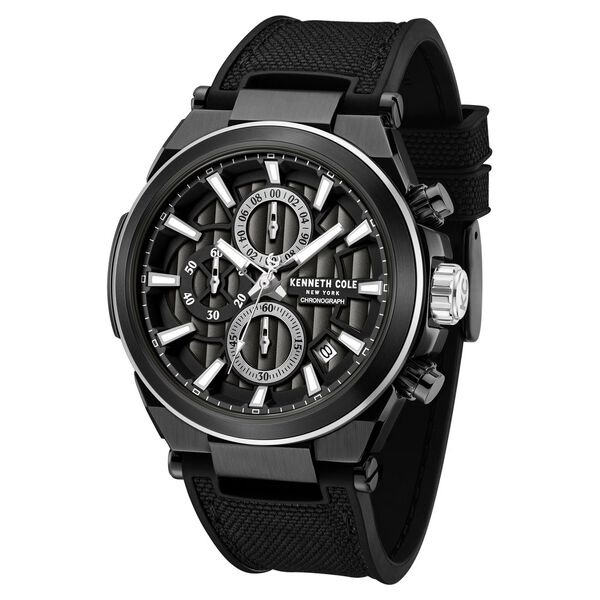 Kenneth Cole Quartz Multifunction Black Dial Black Colour Silicone Strap Watch For Men - image number 1